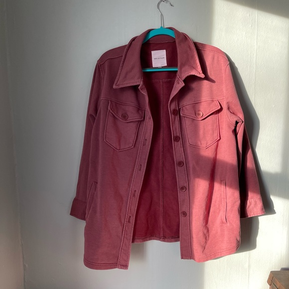 Avec Les Filles Tops - Oversized Maroon Button Up